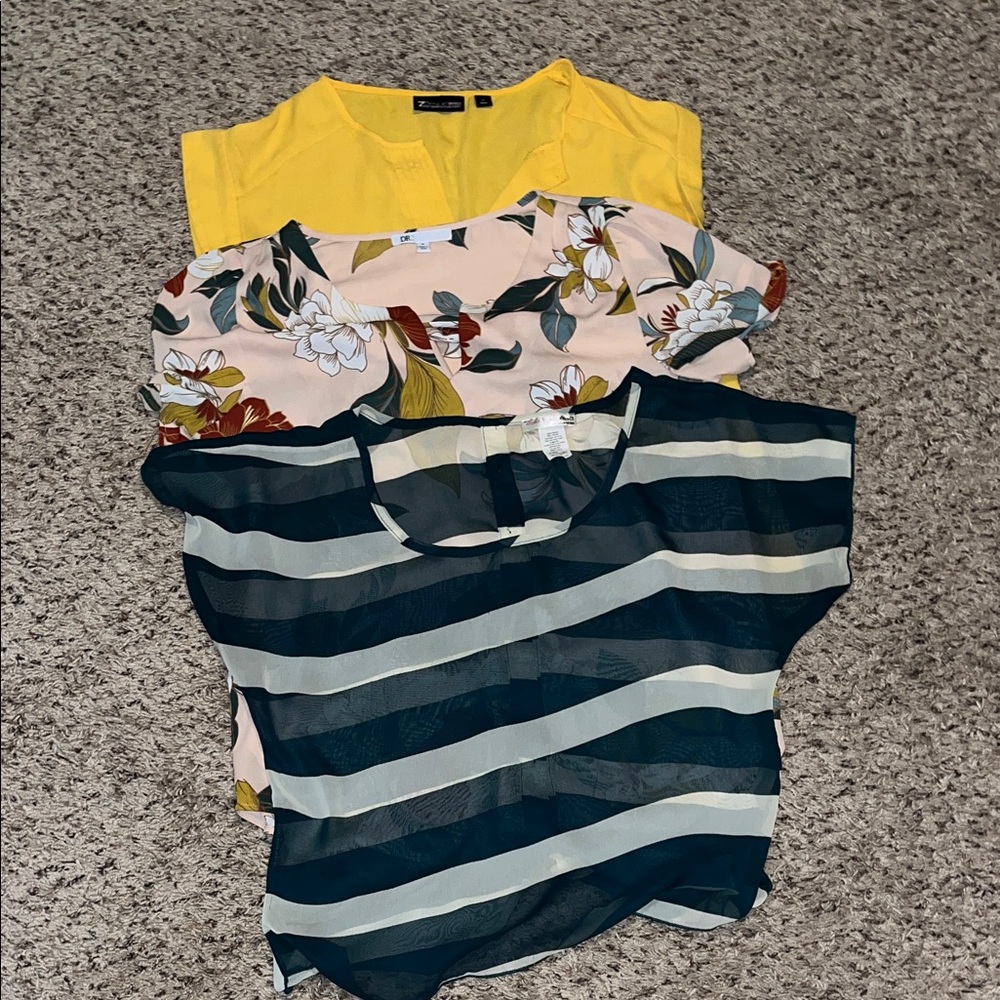 Set of Three Women's Tops - Yellow, Floral, Striped